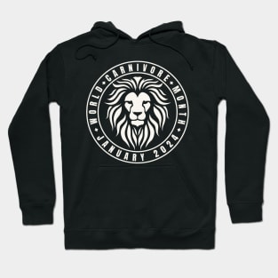 World Carnivore Month January 2024 with Lion Icon Hoodie